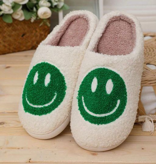 Happy Face Slippers, appy face slippers Retro Soft Plush Warm  Slippers, Cozy Indoor Outdoor Slippers