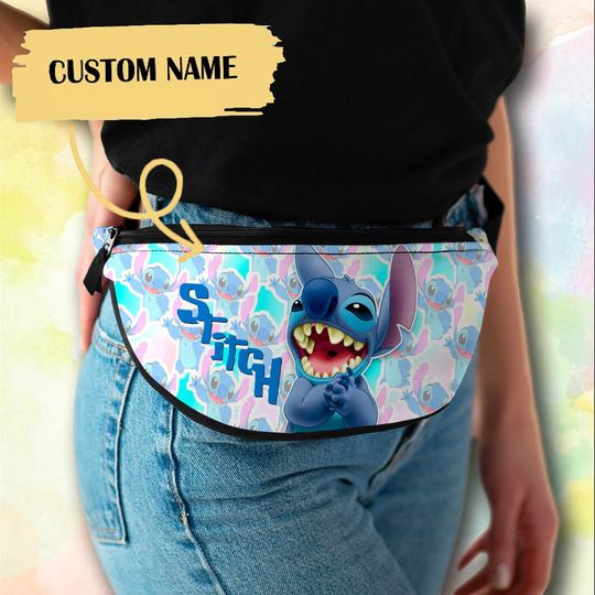 Personalize Blue Dog Fanny Pack, Custom Name Fanny Bag, Laughing Blue Dog Waist Bag, Cartoon Crossbag, Summer Trip Bag, Gift For Friend
