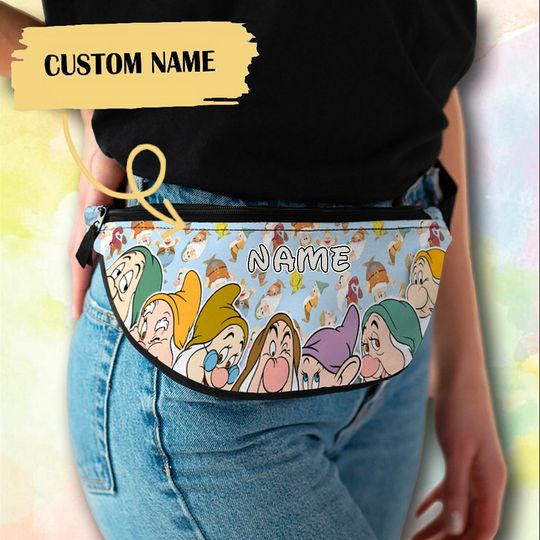 Personalize Seven Dwarfs Fanny Pack, Custom Name Fanny Bag, 7 Little Men With Magical Powers Waist Bag, Holiday Cartoon Character Crossbag