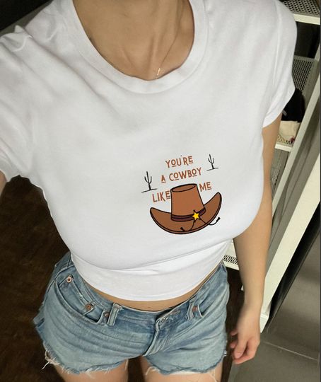 Discover Cowboy Like Me Crop Top, taylor version Cotton Shirt, O-neck Shirt, Summer Trending Tee, Y2K Fashion