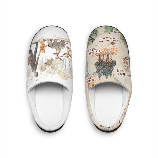 Women's Classic Winnie the Pooh and 100 acre woods Indoor Slippers | Winter Fleece Indoor slippers | Anti-Skid rubber sole |  Unisex slippers
