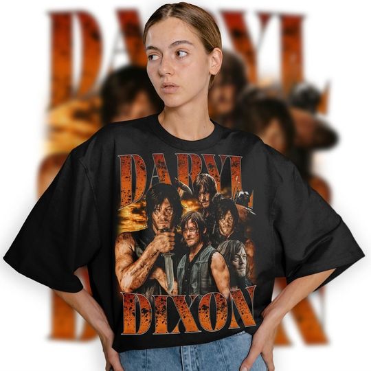 Daryl Dixon Shirt The Walking D Vintage T-Shirt, Gift Movie Daryl Dixon T-Shirt Bootleg Vintage 90s Daryl Dixon Homage Retro Unisex Tee