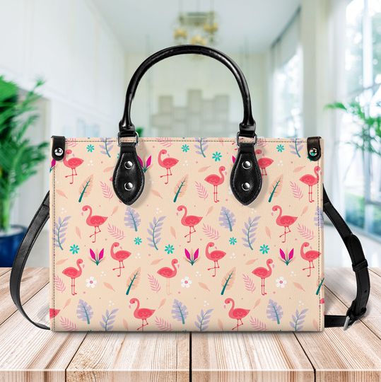 Flamingo Shoulder Handbag, Flamingo gift,Leather handbag,Leather purse,Women handbag, Leather shoulder bag, Pink Flamingo Woman Shoulder Bag