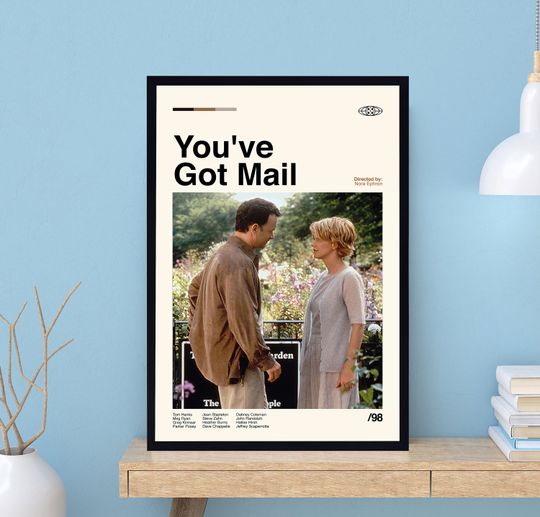 Discover You've Got Mail Movie Poster, Nora Ephron, Retro Movie Poster, Minimalist Art, Vintage Poster, Modern Art, Wall Decor, Home Decor