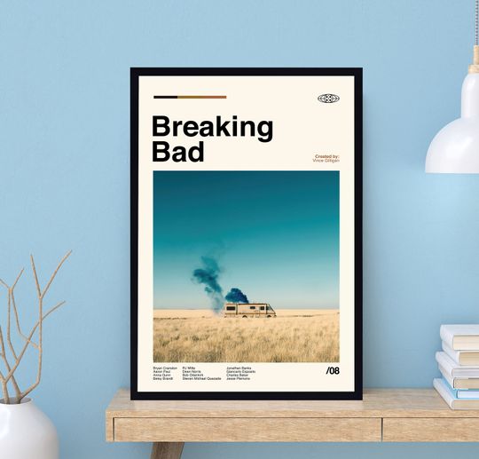 Breaking Bad Tv Series Poster, Vince Gilligan, Movie Poster, Vintage Poster, Modern Art, Midcentury Poster, Film Poster, Wall Decor