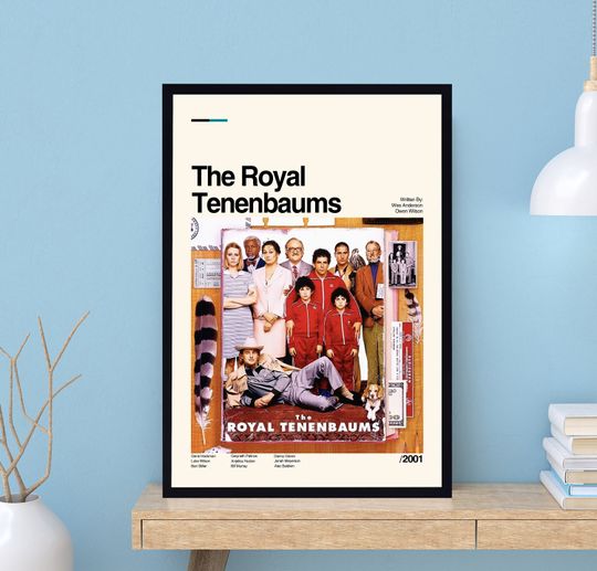 The Royal Tenenbaums Movie Poster, Wes Anderson, Midcentury Art, Minimalist Art, Movie Poster, Retro Poster, Vintage Poster, Wall Decor