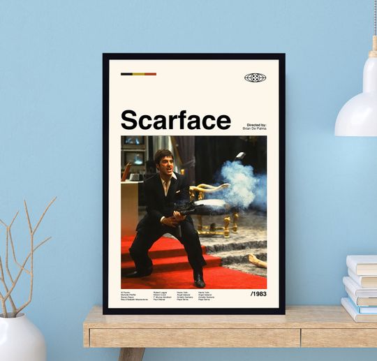 Scarface Poster, Scarface Movie Poster, Brian De Palma, Movie Poster, Vintage Poster, Modern Art, Midcentury Poster, Film Poster, Wall Art