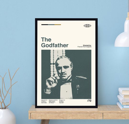 The Godfather Poster, The Godfather Movie, Francis Ford Coppola, Midcentury Art, Minimalist Art, Movie Poster, Retro Poster, Wall Decor