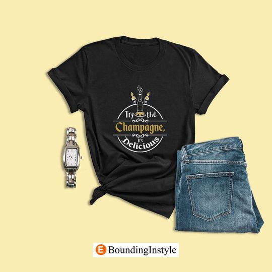 Beauty and the Beast Shirt, Try the Champagne It's Delicious Shirt, Food and Wine Disney Shirt, Shirt, Disney Clothing, Summer Casual Cotton Couple Matching Shirt, Short Sleeve Shirt for Men, Women and Kids