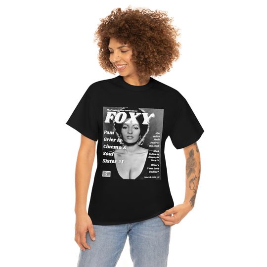 Pam Grier FOXY Retro Magazine Cover Tee Shirt | Cotton Short Sleeve Tee | Summer Casual Shirt | Vintage Shirt