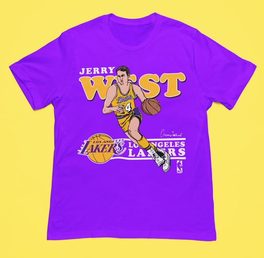 Jerry West Los Angeles Lakers NBA Cartoon Caricature Bella Canvas Premium Blend T-Shirt | Cotton Short Sleeve Tee | Summer Casual Shirt | Vintage Shirt