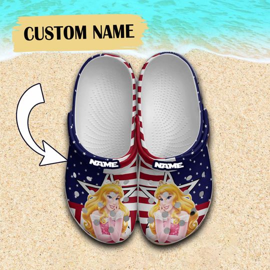 Custom Aurora Princess 4th Of July Clogs, American Patriot Clogs, Funny Clogs, Gift for Kids, Gift for Her