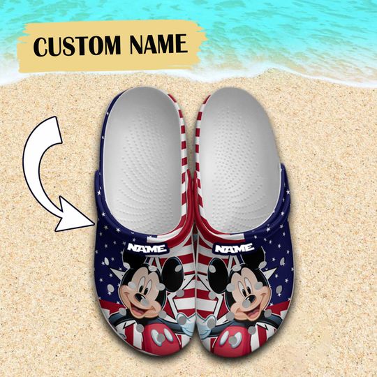 Custom Mickey Mouse 4th Of July 4th Of July Clogs, American Patriot Clogs, Funny Clogs, Gift for Kids, Gift for Her