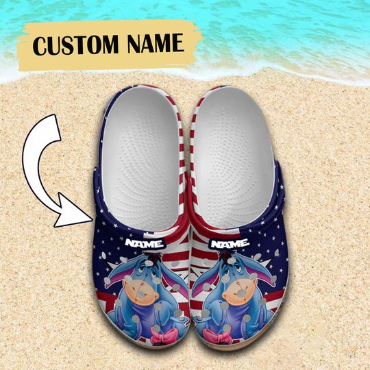 Custom Eeyore 4th Of July 4th Of July Clogs, American Patriot Clogs, Funny Clogs, Gift for Kids, Gift for Her
