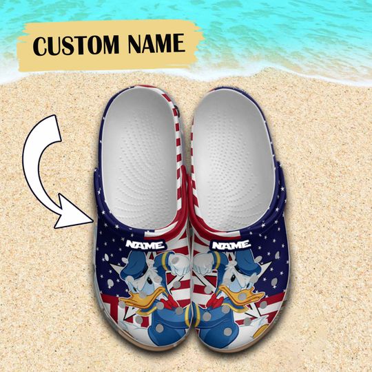 Custom Donald Duck 4th Of July 4th Of July Clogs, American Patriot Clogs, Funny Clogs, Gift for Kids, Gift for Her
