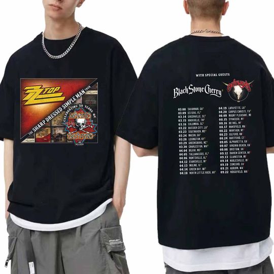 Lynyrd Skynyrd ZZ Top Tour 2024 Shirt, ZZ Top World Tour 2024 Shirt, Lynyrd Skynyrd Tour 2024 Tee, Sharp Dressed Simple Man US Tour Shirt