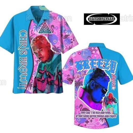 Chris Brown Hawaiian Shirts, Chris Brown Summer Shirt, Music Tour Shirt, Chris Brown Beach Shirt, Chris Brown Merch, Chris Brown Button