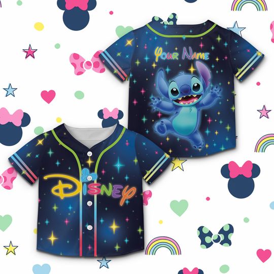 Custom Name Sparkling Gradient Disneyyland Baseball Jersey, Mickey And Friends Vacation Jersey For Baseball Lovers, Magic Kingdom WDW Jersey
