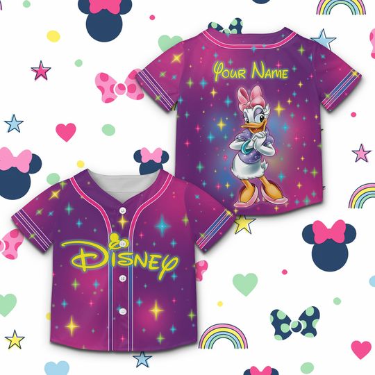 Custom Name Sparkling Gradient Disneyyland Baseball Jersey, Mickey And Friends Vacation Jersey For Baseball Lovers, Magic Kingdom WDW Jersey