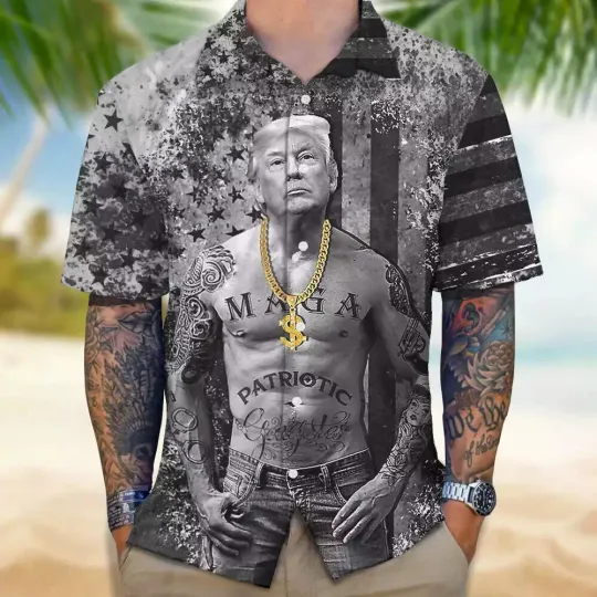 Funny Trump Gangters MAGA Make American Great Again 3D HAWAII SHIRT