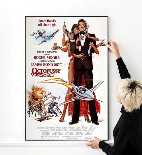 Octopussy Classic James Bond Movie Poster,  High Quality Print Photo, Wall Art Canvas Cloth Multi size