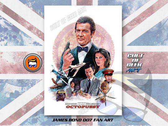 James Bond 007 - OCTOPUSSY - Roger Moore - Digital Painting Retro Fan Art Print
