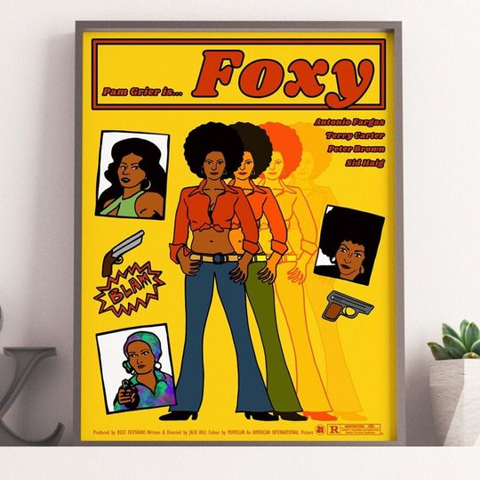 Foxy Brown Film Pam Grier Film Poster | Movie Poster | Minimalist Aesthetic Poster | Wall Art Home Decor | Canvas Poster