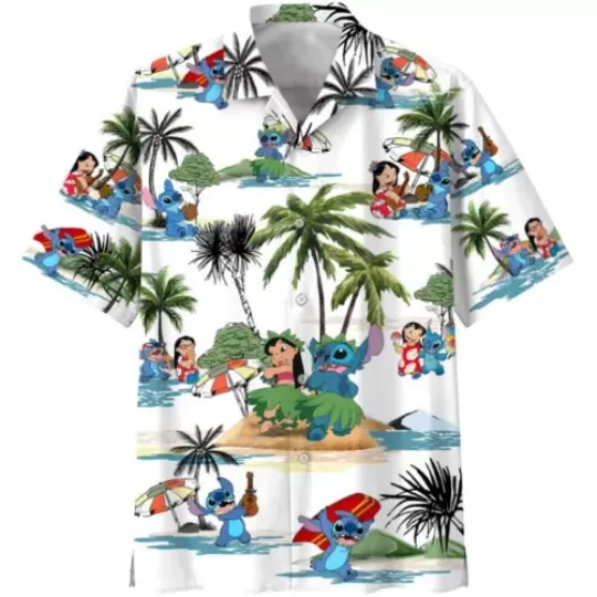 Lilo And Stitch Disney 3D HAWAII SHIRT, Father Day Gift, Halloween Gift, Disneyland Summer Trip, Disneyland Vacation, Funny Hawaiian Shirt