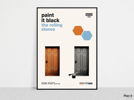 PAINT IT BLACK  - The Rolling Stones | Retro Music Print | Modern Vintage | Mid Century Modern | Minimalist | Music Poster