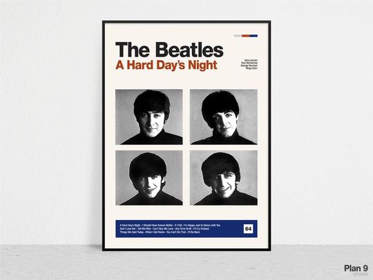 THE BEATLES - A Hard Days Night - Retro Music Print | Modern Vintage | Mid Century Modern | Minimalist | Album Art | Music Poster