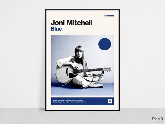 JONI MITCHELL - Blue - Retro Music Print | Modern Vintage | Mid Century Modern | Minimalist | Album Art | Music Poster
