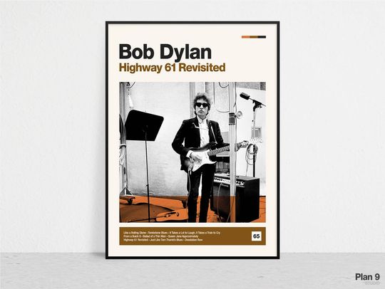 BOB DYLAN - Highway 61 Revisited - Retro Music Print | Modern Vintage | Mid Century Modern | Minimalist | Album Art | Music Poster