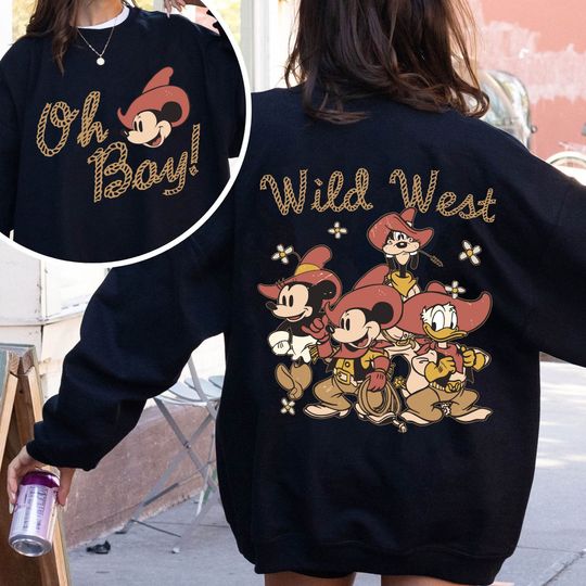 Two Sided Mickey And Friends Oh Boy Wild West Comfort Colors Shirt, Disney Western Cowboy Cowgirl T-shirt, Disneyland Trip, Magic Kingdom