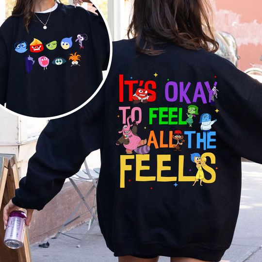 Two Sided Inside Out It's Okay To Feel All The Feels Comfort Colors Shirt, Anxiety Fear Sadness, Mental Health T-shirt, Speech Therapy Gift