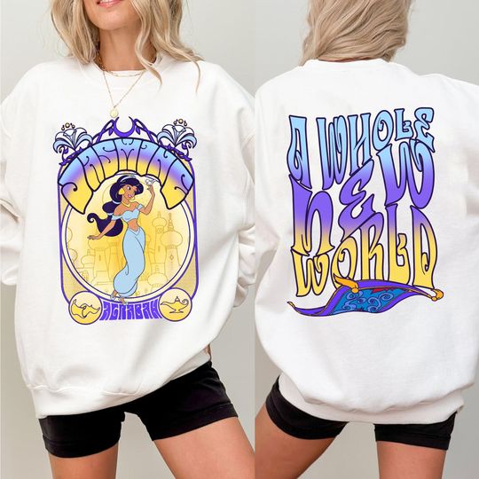 Two Sided Jasmine Princess A Whole New World Comfort Colors Shirt, Vintage 70s  Aladdin T-shirt, 2024 Family Trip, Magic Kingdom