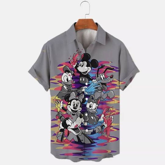 Mickey & Friends painted Disney Halloween Hawaiian Shirt, Summer Vacation Gifts
