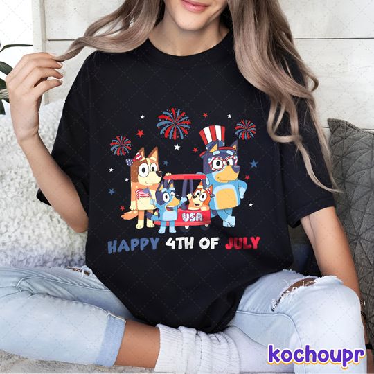 BlueyDad 4th of july Family Shirt, Red White BlueyDad Fourth of July Shirt, Independence Day, USA 4th of July Shirt, BlueyDad Party In The USA
