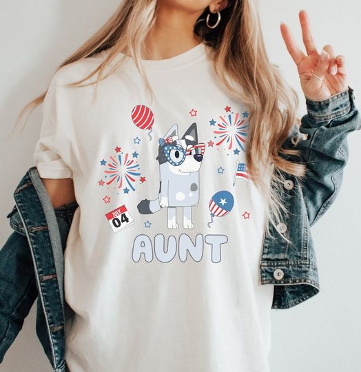 Aunt 4th of July Comfort Colors BlueyDad Shirt,  BlueyDad T-shirt, BlueyDad Independence Day Shirt, Fun Family BlueyDad Gift