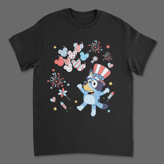 BlueyDad fourth Of July Shirt, 4th Of July Shirt, Independence Day, Patriotic Shirt, USA Shirt, Flag Shirt, Cartoon Shirt, Patriotic Tee BlueyDad