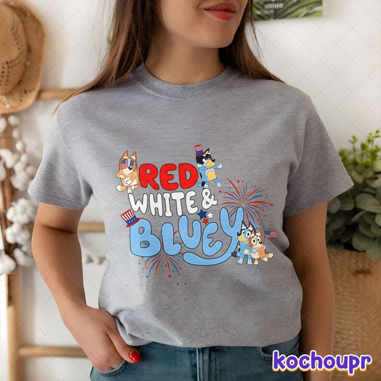 BlueyDad 4th of july Family Shirt, Red White BlueyDad Fourth of July Shirt, Independence Day, USA 4th of July Shirt, BlueyDad Party In The USA