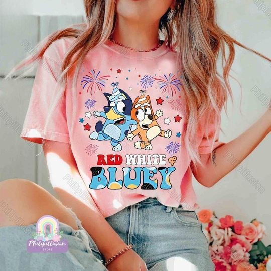 Red White BlueyDad T-Shirt, BlueyDad 4th Of July Shirt, BlueyDad And Bingo Shirt, Party In The USA Shirt, US Independence Day Shirt, BlueyDad Gift