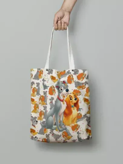 Lady And The Tramp Tote Bag, Lady And The Tramp Hand Bag, Dog Lovers Gift Bag