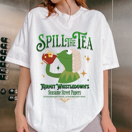 Kermit Whistledown Spill The Tea, Lady Whistledown's Society Papers Unisex graphic short sleeves T-shirt, trending Bridgerton shirt