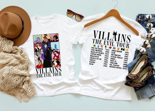 Villains Evil Tour Vintage Disneyland Shirt, Evil Queens T-Shirts