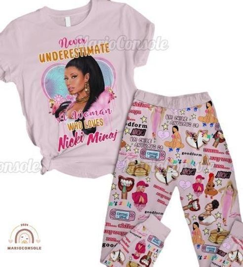 Nicki Minaj Pajamas Set, Comfortable Pajama Sets with Short Sleeve Shirt and Pajama Jogger Pants for Men, Women, Kids