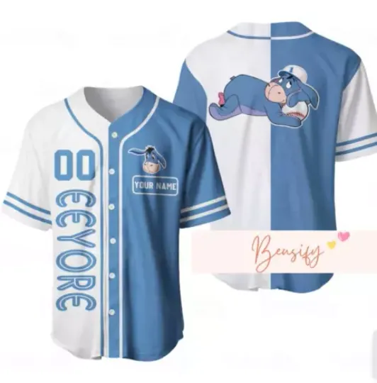 Eeyore 3D Baseball Jersey Shirt, Halloween Gift, Christmas Gift