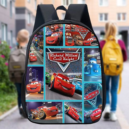 Lightning Racing Car Backpack, Custom Name Car Movie Boy Lunch Bag, Racing Car Drink Bottle, Back To School Gift For Kids