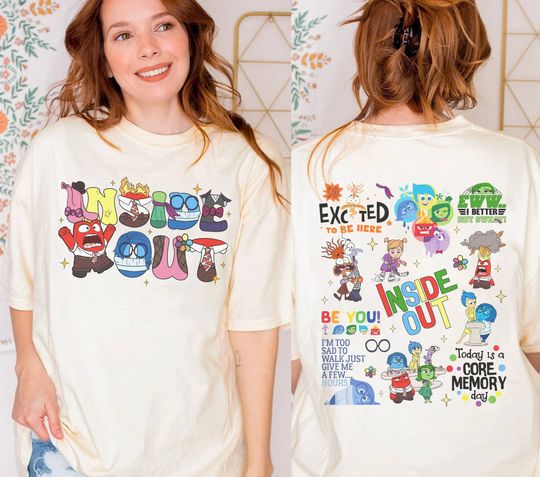 Pixar Inside Out Vintage Shirt, WDW Disneyland Trip Shirt, Funny Character Cartoon Movie, Joy Disgust Fear Sadness Anger, Family Trip