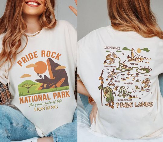 2-Sided Rafiki Simba Pride Lands Map Shirt, Retro Lion King Disneyland Shirt, Animal Kingdom Shirt, DisneyWorld Trip Shirt, Family Trip