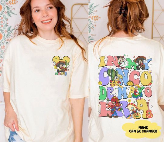 Personalized Mickey and Friends Cinco De Mayo Shirt, WDW Disneyland Family Mexican Fiesta Party Shirt, Mexican Fiesta Celebration Shirt